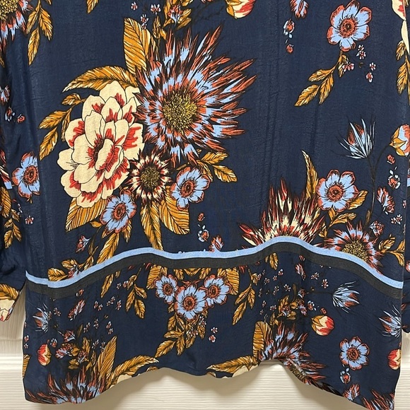 Cream | Floral | Print | Navy |Scoop Neck |3/4 Sleeve |Blouse |Size 42 EUR/10-12 - Picture 9 of 15